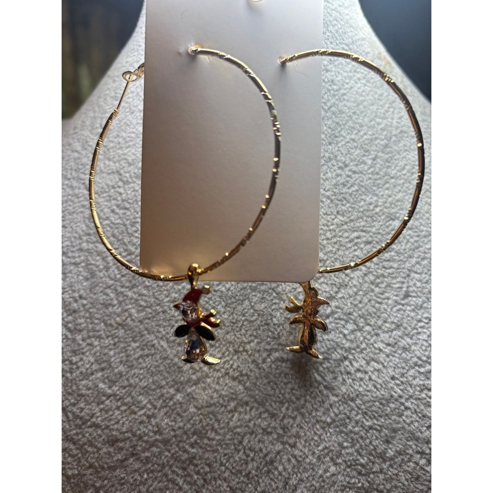 #27. Textured Hoops with Christmas Penguin Charm
